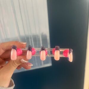 Purple Nail Tips with 3d gel